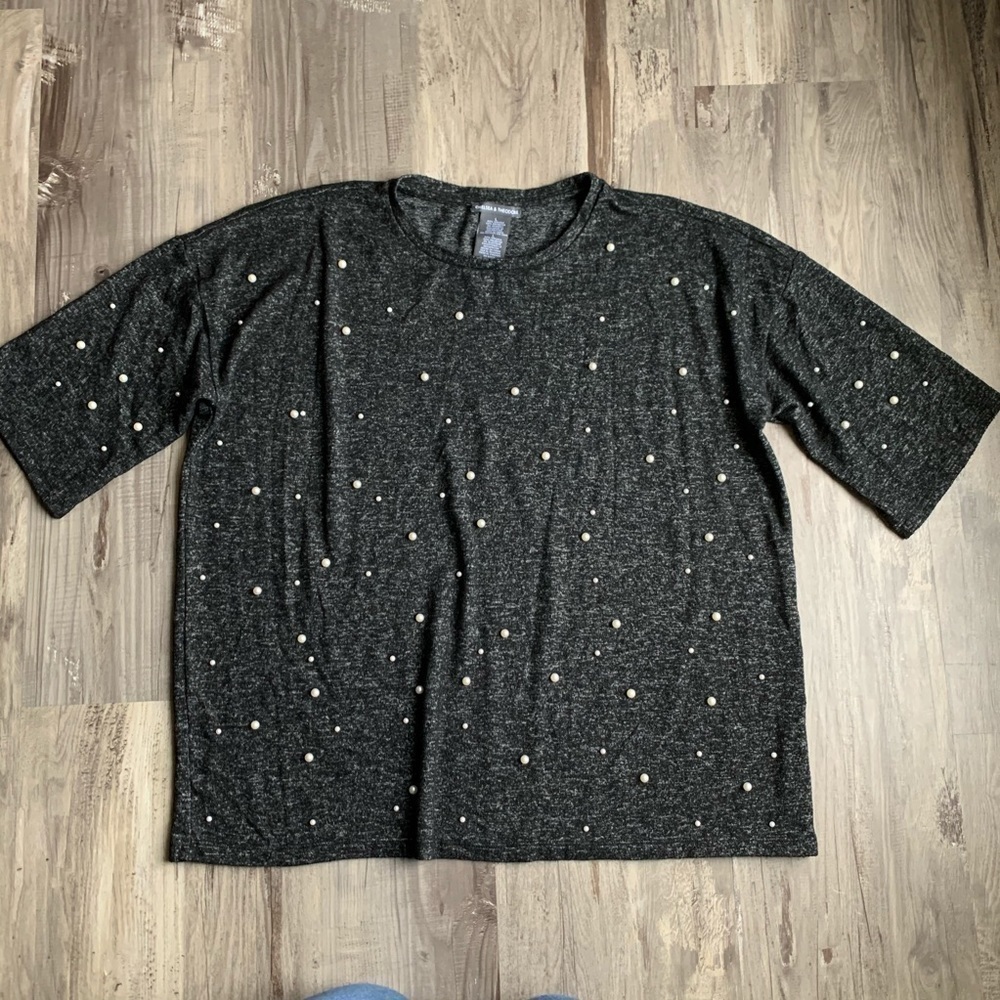 Chelsea & Theodore Pearl Embellished Sweater Large